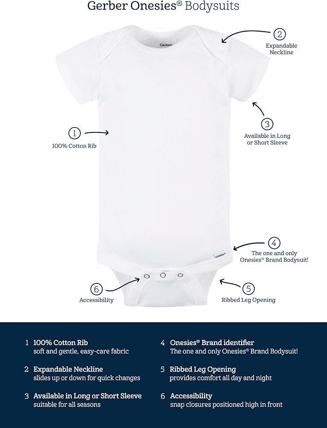 Gerber Baby Girls' 8-pack Short Sleeve Onesies Bodysuits - Image 6