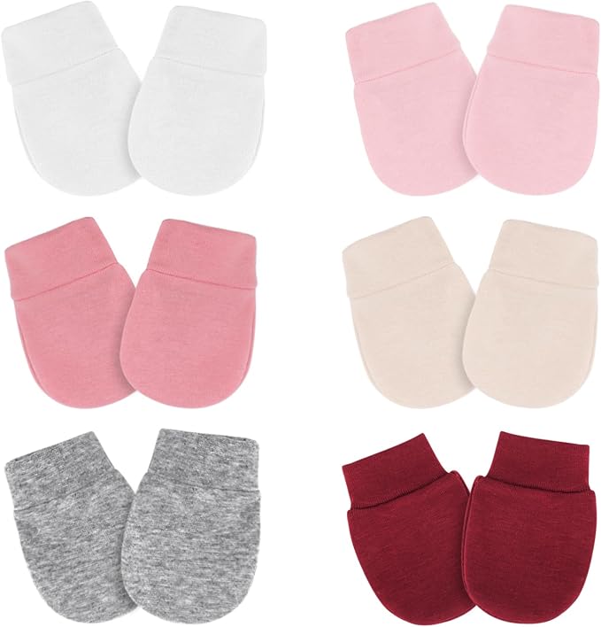 AQOKKA Newborn Baby Mittens No Scratch Cotton Elastic Wrist Gloves Infant by AQOKKA