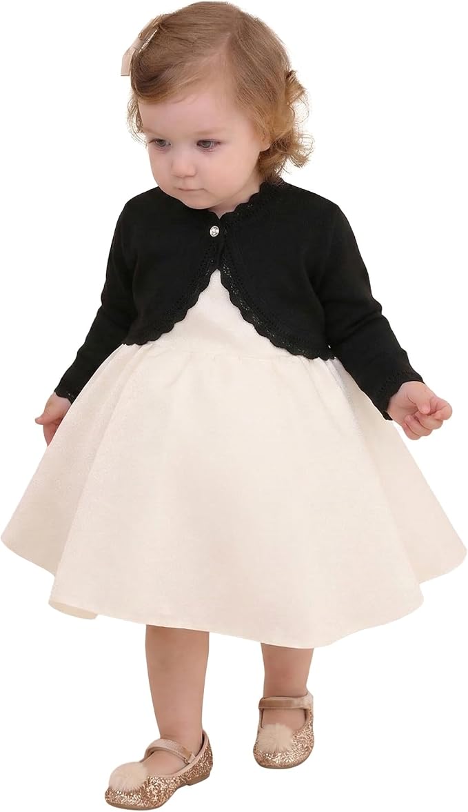 Lilax Little Girls' Knit Long Sleeve Button Closure Bolero Cardigan Shrug - Image 6