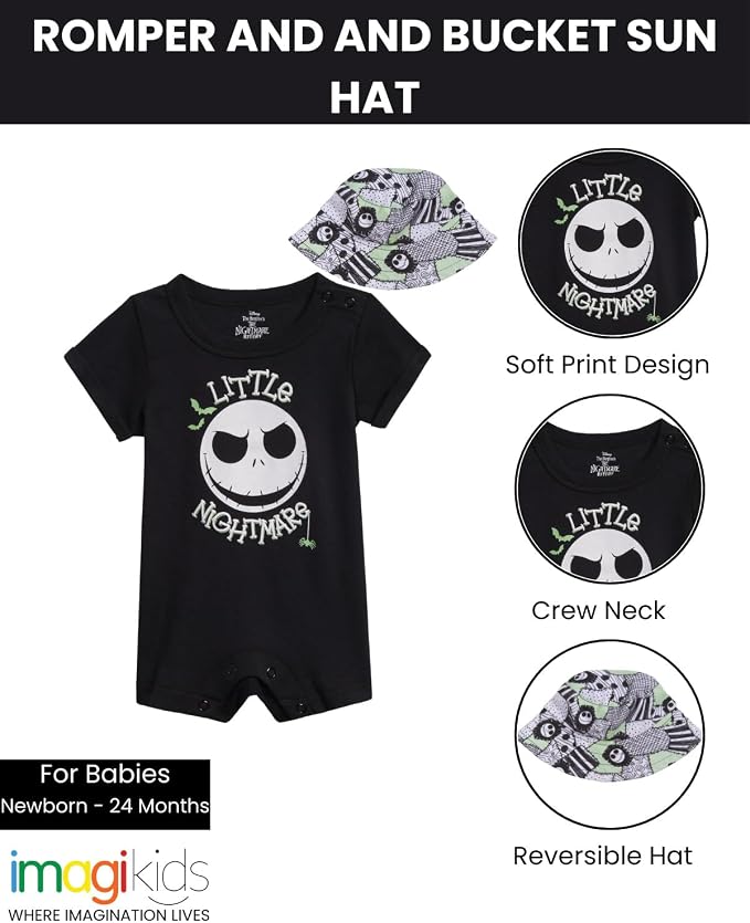 Disney Baby Boys' 2-Piece Romper and Bucket Hat Set Newborn to Infant - Image 3