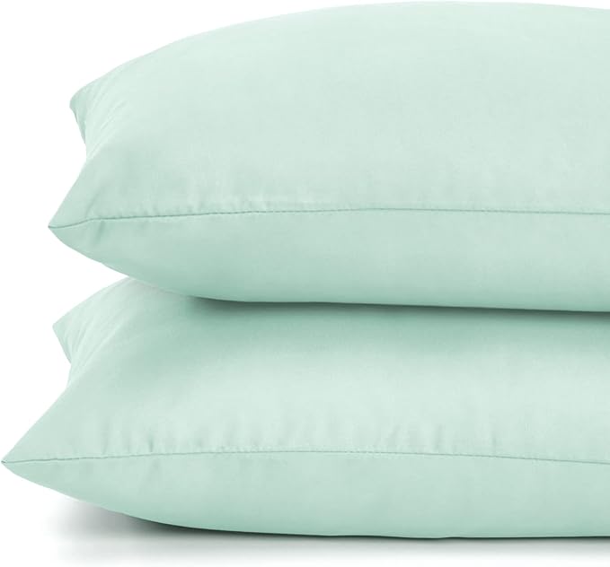 TILLYOU Toddler Pillowcase 2 Pack with Envelope Closure,13" x 18" Silky Soft Microfiber Travel Kids Pillowcase for Boys and Girls, Sage Green