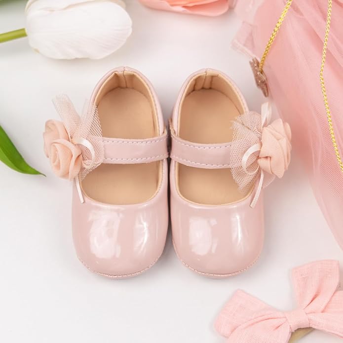 Meckior Infant Baby Girls Soft Sole Bowknot Princess Wedding Dress Mary Jane - Image 6