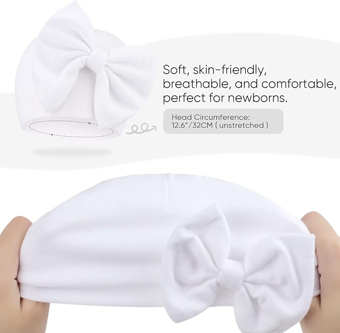 Newborn Baby Hats and Mittens Set Infant Bow Beanie Cap Toddler Gloves Newborn - Image 4