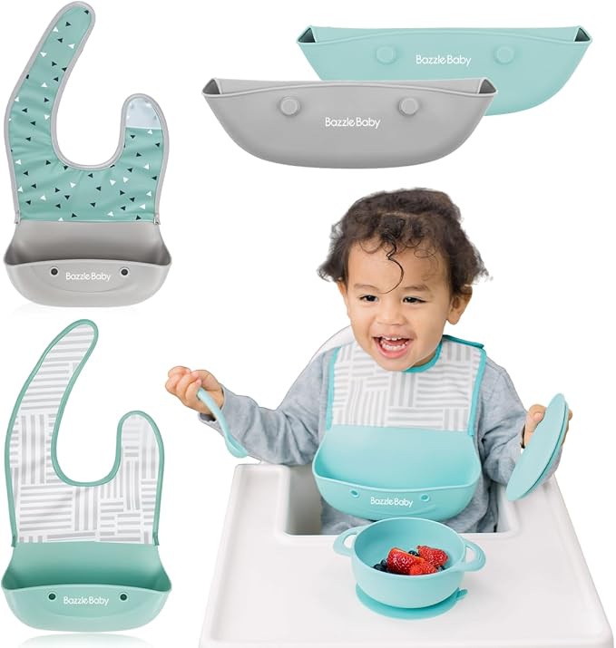 Bazzle Baby Silicone Bibs with Food Catcher by BazzleBaby