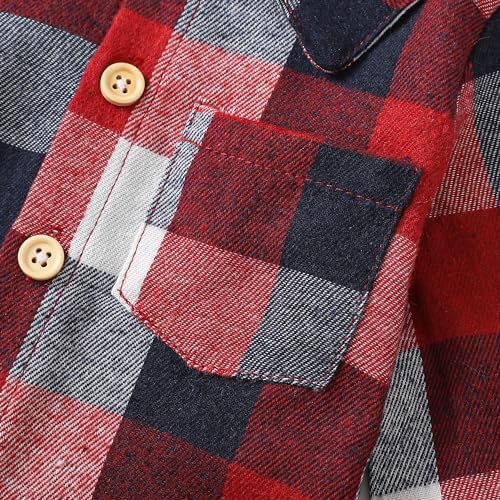 Toddler Baby Boy Long Sleeve Shirt Flannel Buffalo Plaid Shirts Button Down - Image 6