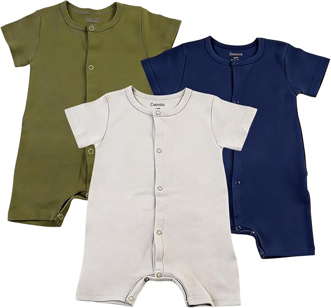 Baby Romper 3-Pack, 100% Cotton Summer Short Sleeve Outfit | Material: 100% by Unknown