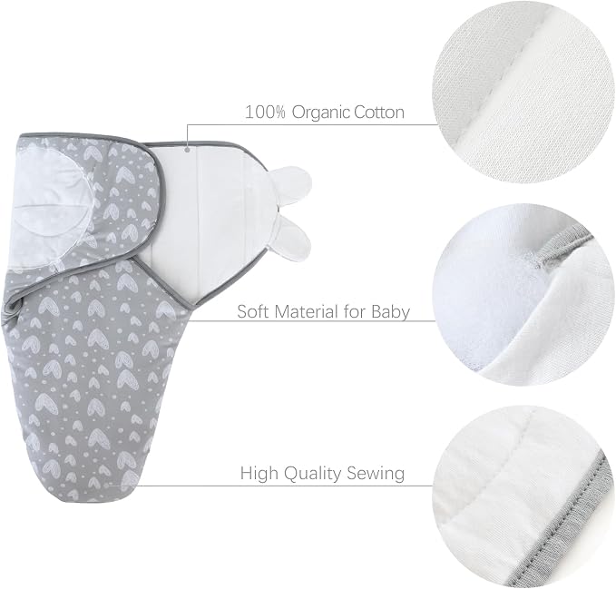 Biloban Quilted Baby Swaddles 0-3 Months 2 Pack, Warm Quilted Baby Swaddle | - Image 3
