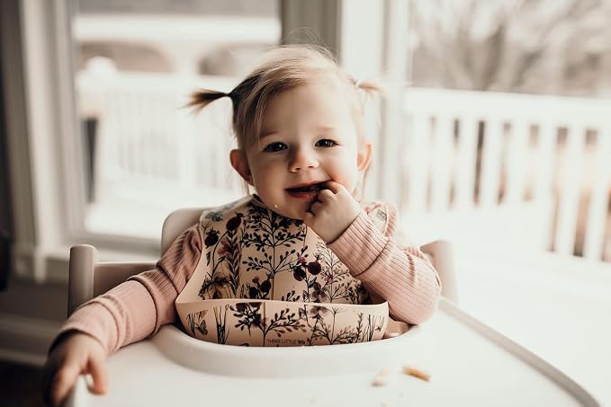 Three Little Tots Modern Silicone Baby Bib – Adjustable Fit Waterproof Catch - Image 2