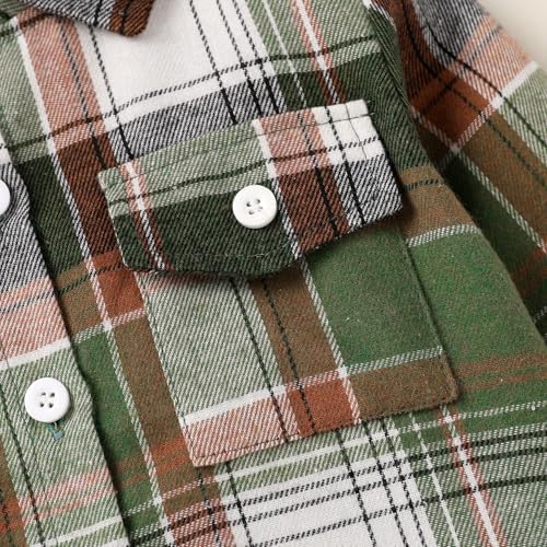 YOUNGER STAR Toddler Kids Boys Girls Flannel Hooded Plaid Shirt Button Baby Red - Image 4