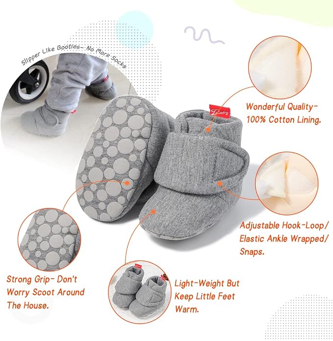 Sawimlgy Newborn Infant Baby Girl Boy Cotton Booties Stay On Sock Slippers Soft - Image 5
