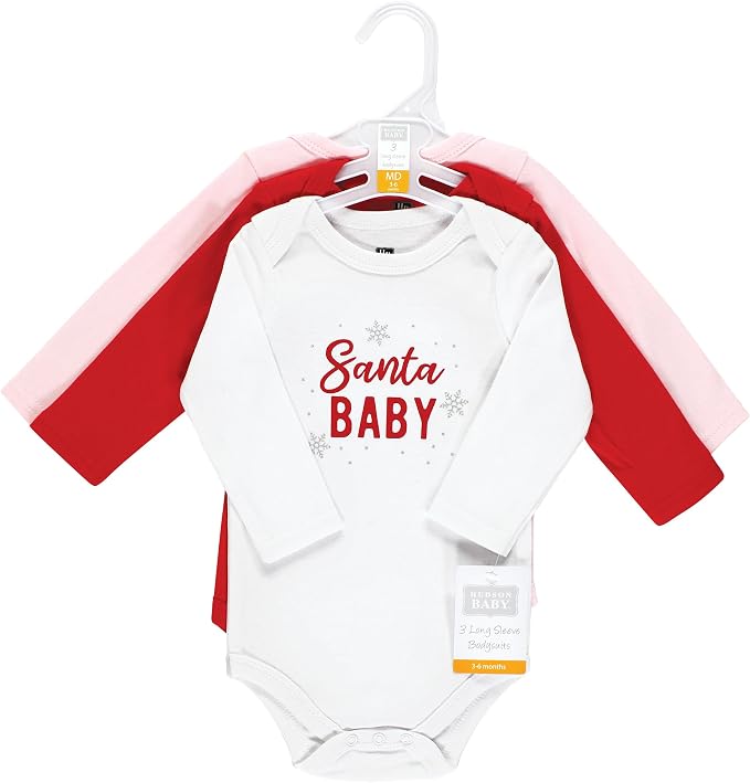 Hudson Baby Baby Girls' Cotton Long-sleeve Bodysuits 3-pack - Image 2