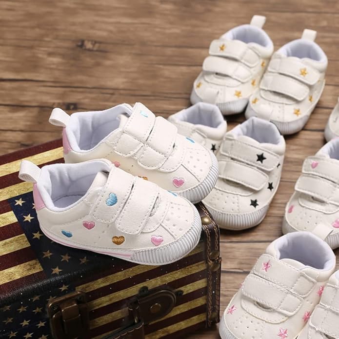 Clowora Baby Boys Girls Shoes Non-Slip Rubber Sole Sneakers Infant First Walking Toddler Crib Shoes Newborn Loafers Flats.