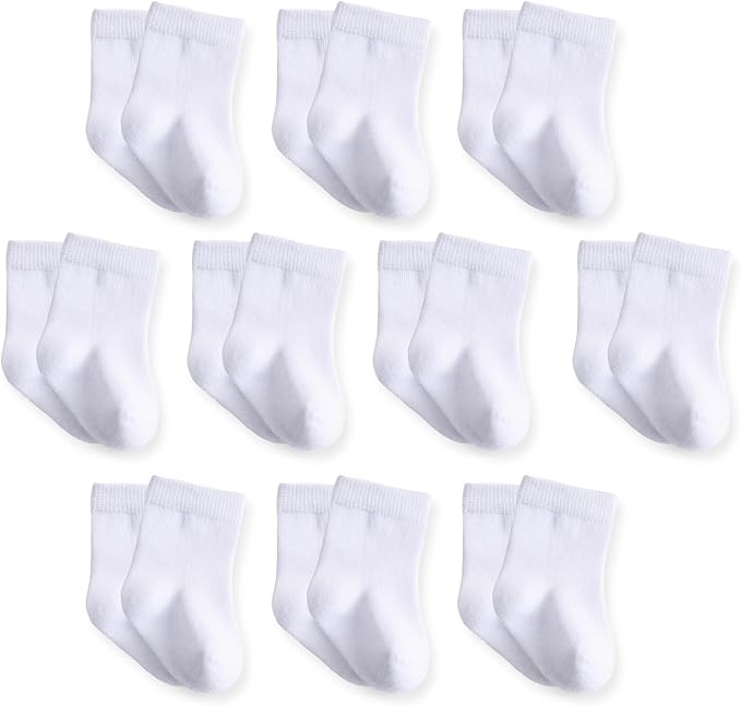 Baby Crew Socks, Cotton Rich Newborn Fit 0–3/3–6/6–12 Months by Unknown