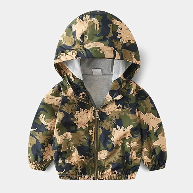 FYMNSI Toddler Baby Boys Girls Hooded Jacket Windbreaker Lightweight Dinosaur - Image 3
