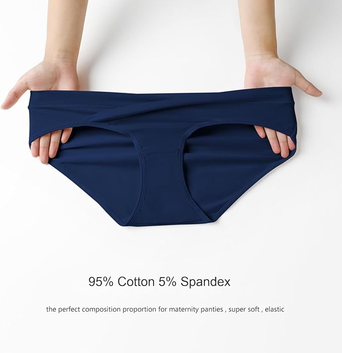 Angelhood 6 Pack Womens Cotton Maternity Underwear,Healthy Maternity Pregnancy Panties Postpartum Mother Under Bump Underwear
