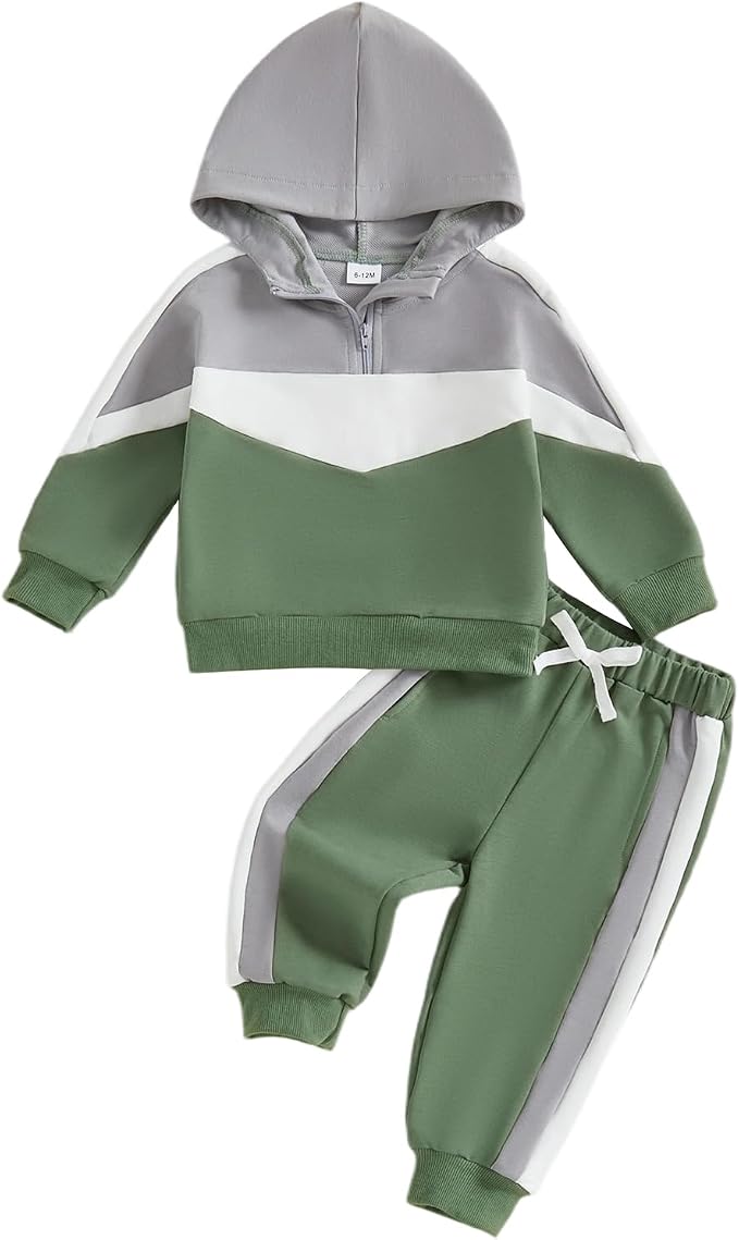 Infant Baby Boy Fall Winter Clothes Outfit Hooded Long Sweatshirt Pant Set by LIOMENGZI