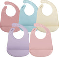 PandaEar 5 Pack Waterproof Silicone Baby Bibs| Super Thin Light Weight Feeding by PandaEar
