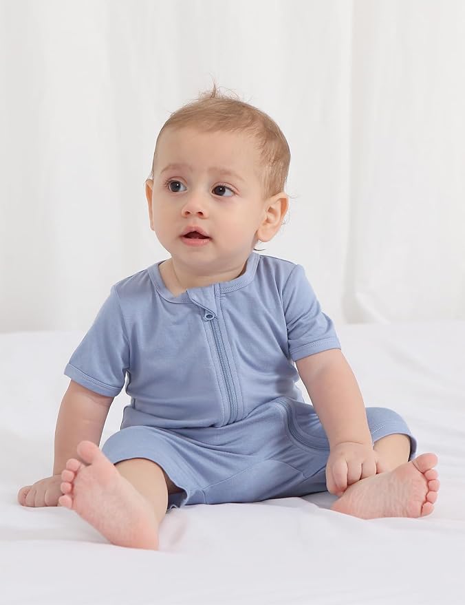 Jimonda Baby Bamboo Rayon Rompers Short Sleeve 3pc Pjs - Image 3