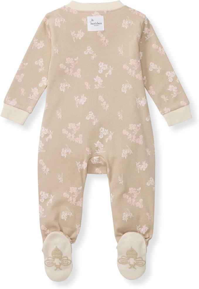 Burt's Bees Baby Girls' Organic Cotton, Sleep and Play Footed Pajamas | Easy - Image 2