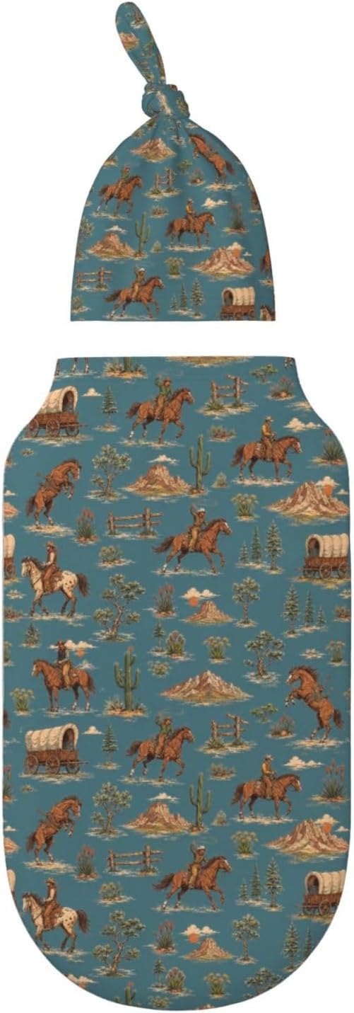 Western Horse Swaddle Blankets Soft Receiving Blanket Baby Swaddle Wrap - Image 2
