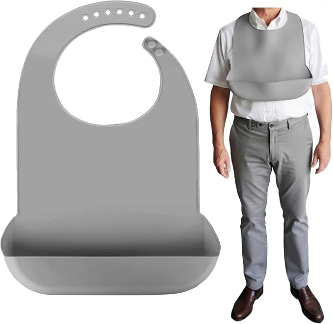 Silicone Adult Bib, Adjustable and Washable Bib by Tiwerlfe