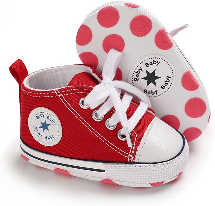 Unisex Baby Girls Boys Canvas High-top Shoes, Newborn Infant Anti-Slip Soft by KKIIDDSS