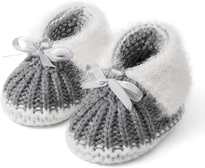 Meckior Baby Booties Newborn First Walkers Cozy Shoes Warm Hand Crochet Knit by Meckior