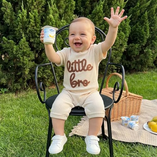 allshope Newborn Baby Boy Summer Outfit Romper Letter Embroidery Short Sleeve - Image 3