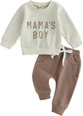 Toddler Baby Boy Clothes Solid Color Long Sleeve Crewneck Sweatshirt Top Casual Pants Set 2Pcs Fall Winter Outfits