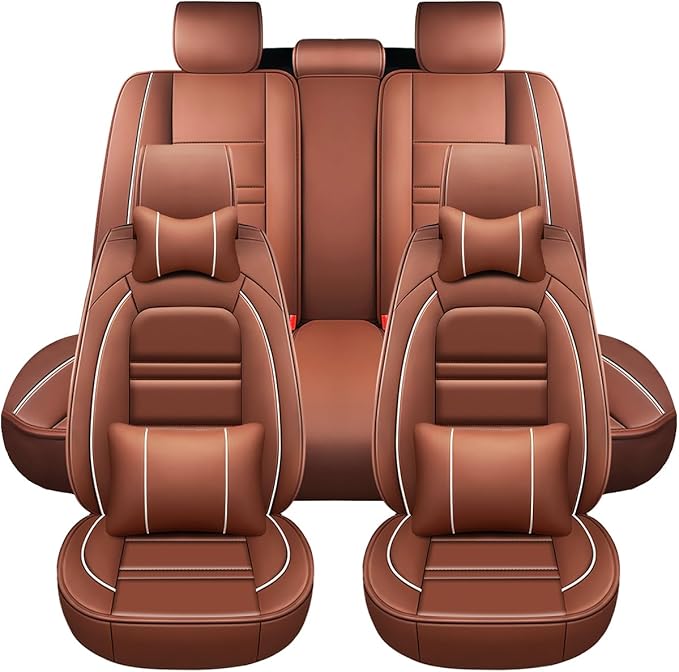 Car Seat Covers for Infiniti qx60 2014-2025 | 5-Seats Seat Covers, Waterproof Seat Protectors, Automotive Seat Covers (Full Set with Pillow,Coffee)