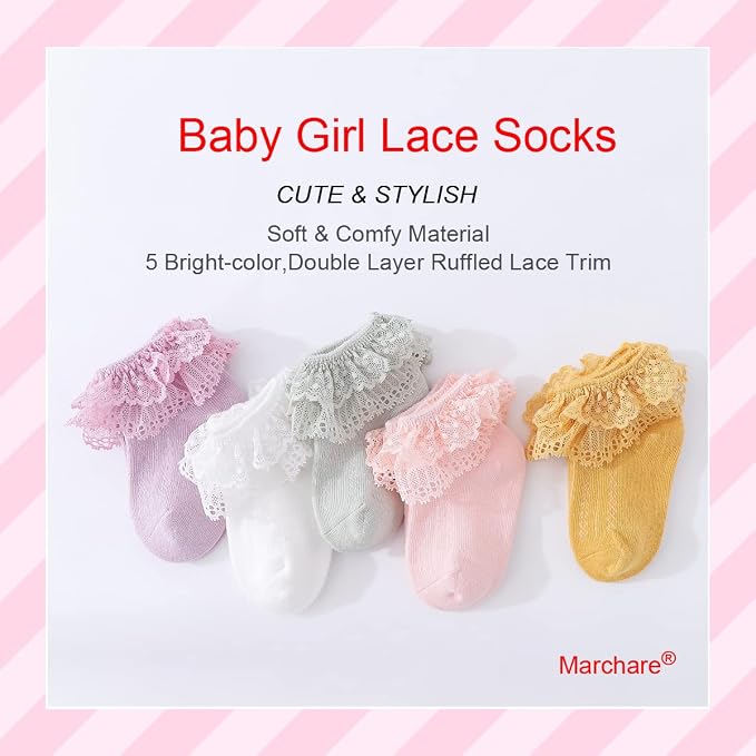 Marchare Baby Lace Socks 3 Pack - Image 2