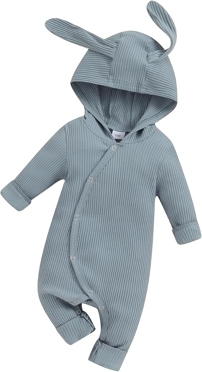 Newborn Baby Boy Girl Romper Easter Outfits Bunny Ear Hoodie Button Onesie by Ursobutegl