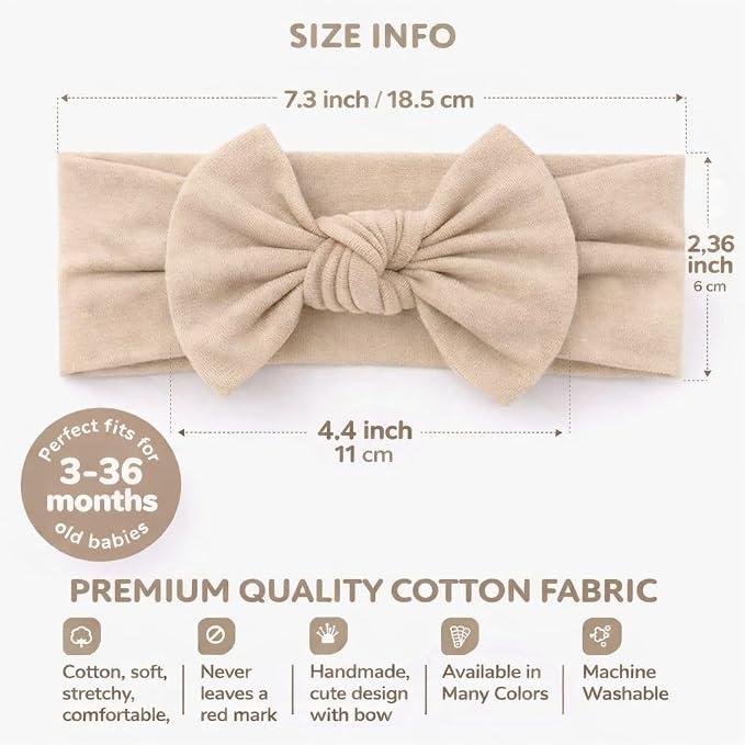 Baby Girl Headbands-Infant, Toddler Cotton Handmade Hairbands - Image 4