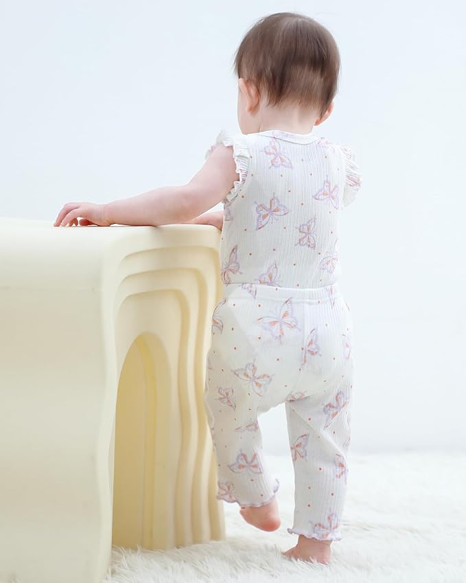 Baby Bodysuit and Pant Set Cotton Ribbed Mix Infant Girl Clothes | Unisex - Image 6
