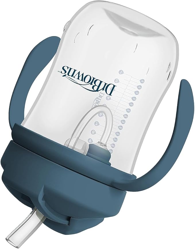 Dr. Brown's Milestones Baby's First Straw Cup, Training Cup with Weighted Straw, 9oz/270mL, Dark Blue, BPA Free, 6m+