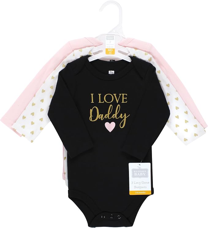 Hudson Baby Baby Girls' Cotton Long-sleeve Bodysuits 3-pack - Image 2