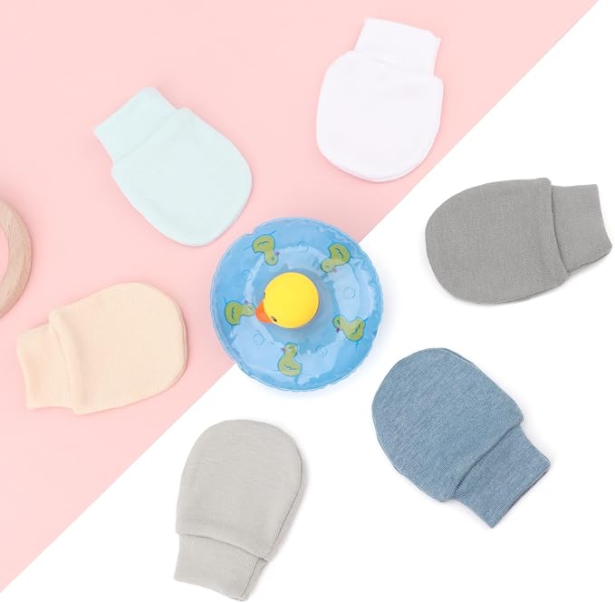 AQOKKA Newborn Baby Mittens No Scratch Cotton Elastic Wrist Gloves Infant - Image 4