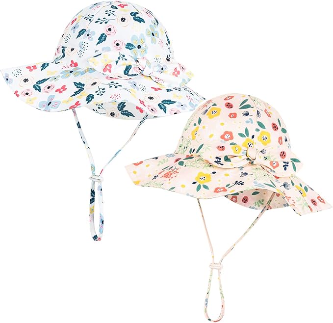 Baby Girl Sun Hat with UPF 50+ Outdoor Adjustable Beach Hat with Wide Brim by DANMY