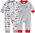 Teach Leanbh Baby 2-Pack Footless Pajamas Cotton Long Sleeve Printing 2 Way Zipper Romper Jumpsuit Sleep and Play 3-24 Months