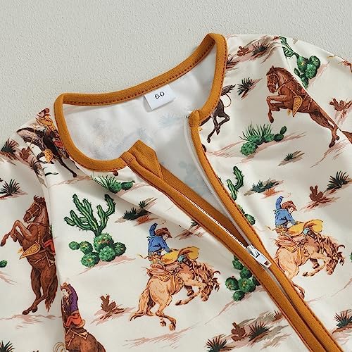 Western Baby Cowboy Clothes Neutral Zipped Fall Romper Outfit - Image 5