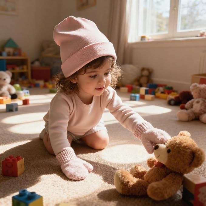 Baby Hats and Mittens Set Infant Toddler Beanie Cap Newborn Gloves - Image 5