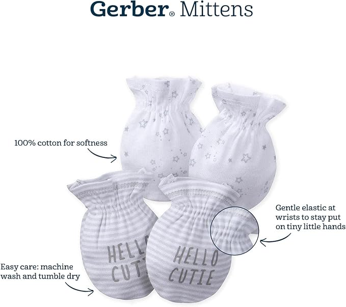 Gerber Baby Boys & Girls No Scratch Mittens - Image 4