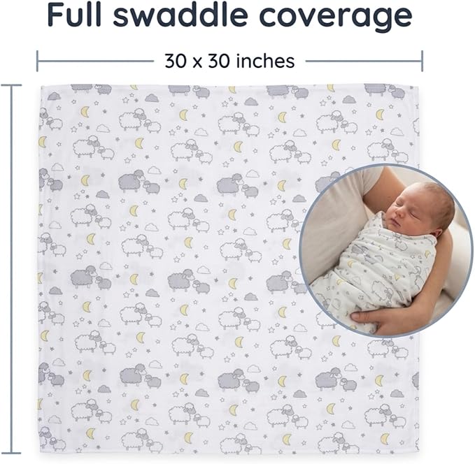 EVERYDAY KIDS 4 Pack of Soft Flannel Receiving Baby Blanket Set; Yellow/Gray - Image 8