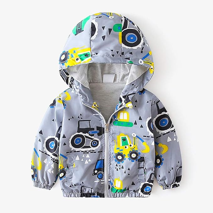 FYMNSI Toddler Baby Boys Girls Hooded Jacket Windbreaker Lightweight Dinosaur - Image 3