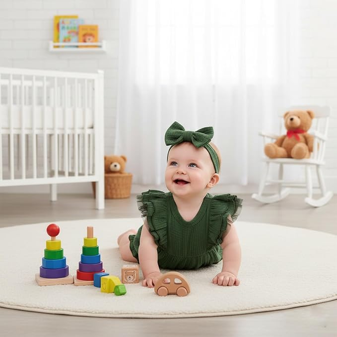 TITKKOP Ruffle Bubble Romper for Baby Girl | One-Piece Shorts Jumpsuit | Summer - Image 3