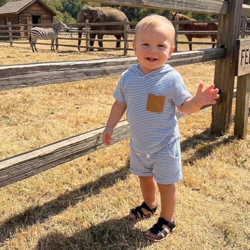 Toddler Baby Boy Hooded Dinosaur Summer Outfit Funny T-Shirt Shorts Set - Image 6
