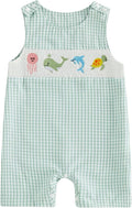 Newborn Baby Boys Sleeveless Seersucker Romper One Piece Straps Overalls by Arvbitana
