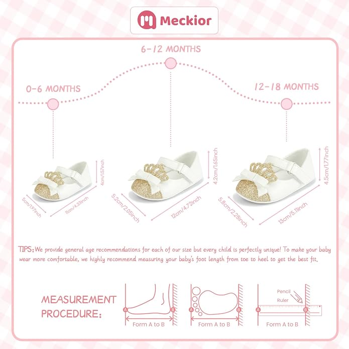 Meckior Infant Baby Girls Soft Sole Bowknot Princess Wedding Dress Mary Jane - Image 6
