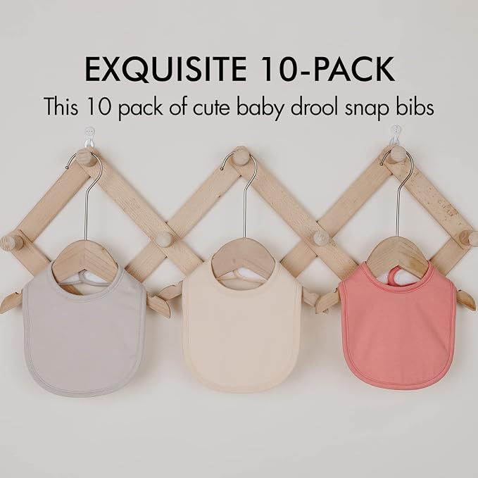 10 Pack Cotton Snap Bibs for Baby Boy Girl, Super Soft Drool Bibs for Teething - Image 7