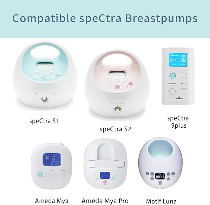 Pump Parts Compatible with Spectra S1/S2/9 Plus, Not Original Accessories, Full Set Replacements Include 24mm Flange, Duckbill Valve, Backflow Protector, Tubing and Bottle
